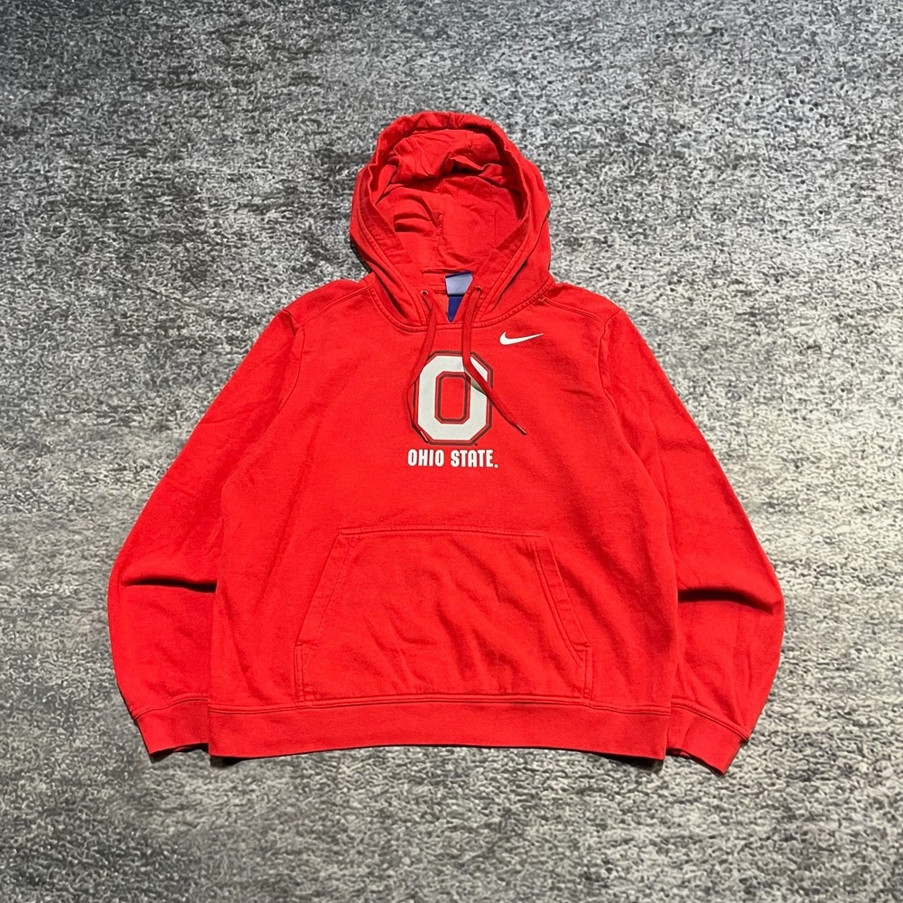 Nike Ohio State Buckeyes Hoodie Sweatshirt Womens Large Red Swoosh Collegiate